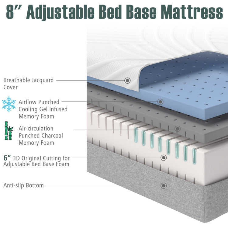 Gel Memory Foam Convoluted Foam Mattress with USB Ports and LED Light