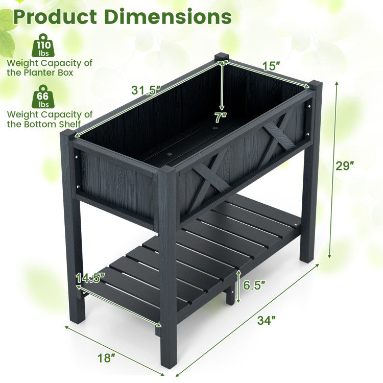 HIPS Raised Garden Bed Poly Wood Elevated Planter Box for Outdoor