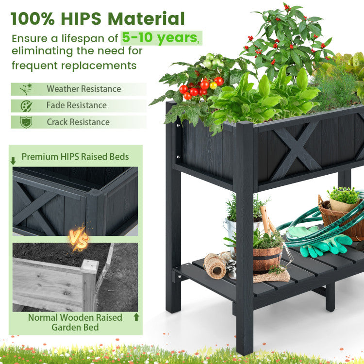 HIPS Raised Garden Bed Poly Wood Elevated Planter Box for Outdoor