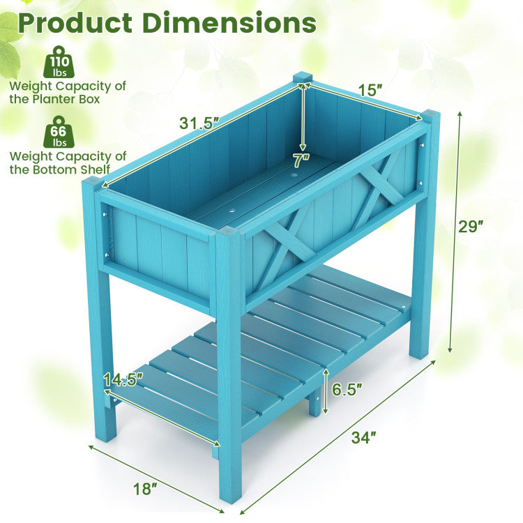 HIPS Raised Garden Bed Poly Wood Elevated Planter Box for Outdoor