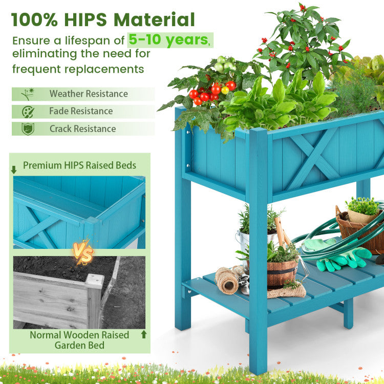 HIPS Raised Garden Bed Poly Wood Elevated Planter Box for Outdoor