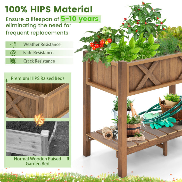 HIPS Raised Garden Bed Poly Wood Elevated Planter Box for Outdoor