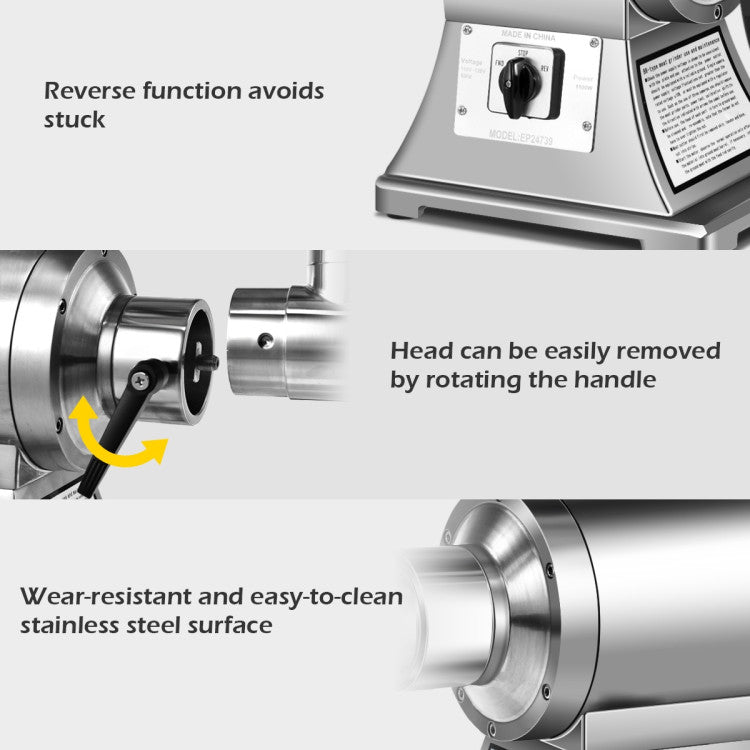 Heavy Duty 1.5HP 1100W 550LB/h Detachable Commercial Grade Meat Grinder