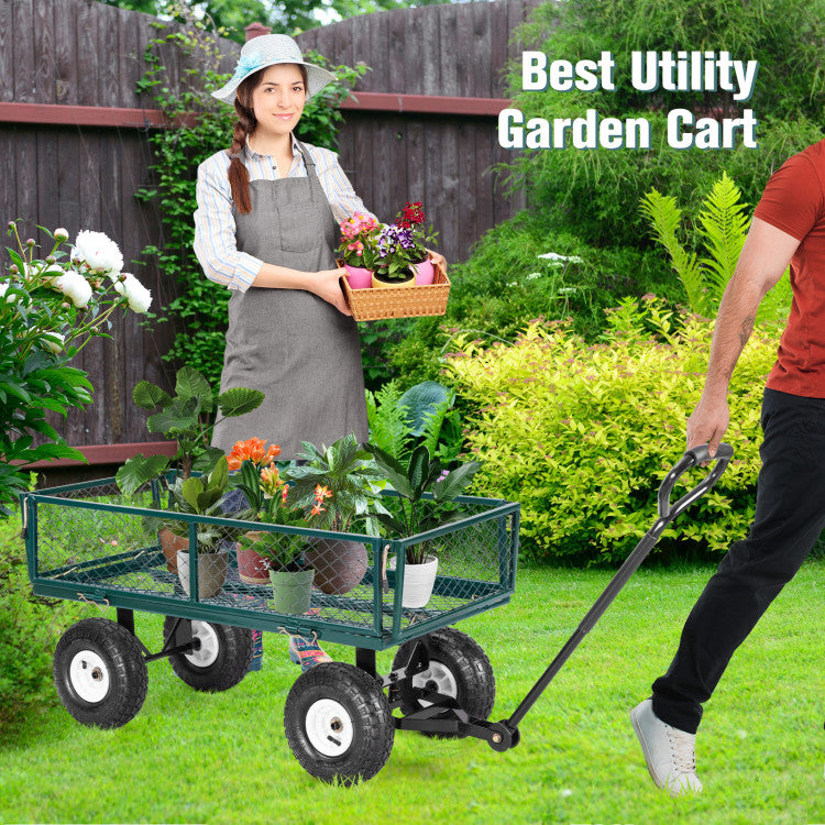 Heavy Duty Foldable Garden Cart Wagon Wheelbarrow for outdoor transport and loading