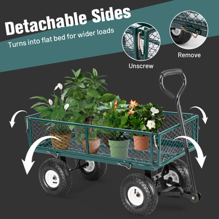 Heavy Duty Foldable Garden Cart Wagon Wheelbarrow for outdoor transport and loading