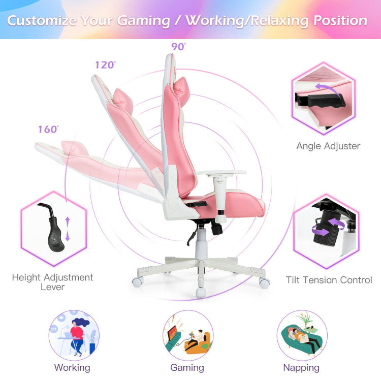 High Back Computer Gaming Chair with Headrest and Lumbar Support for Home and Office