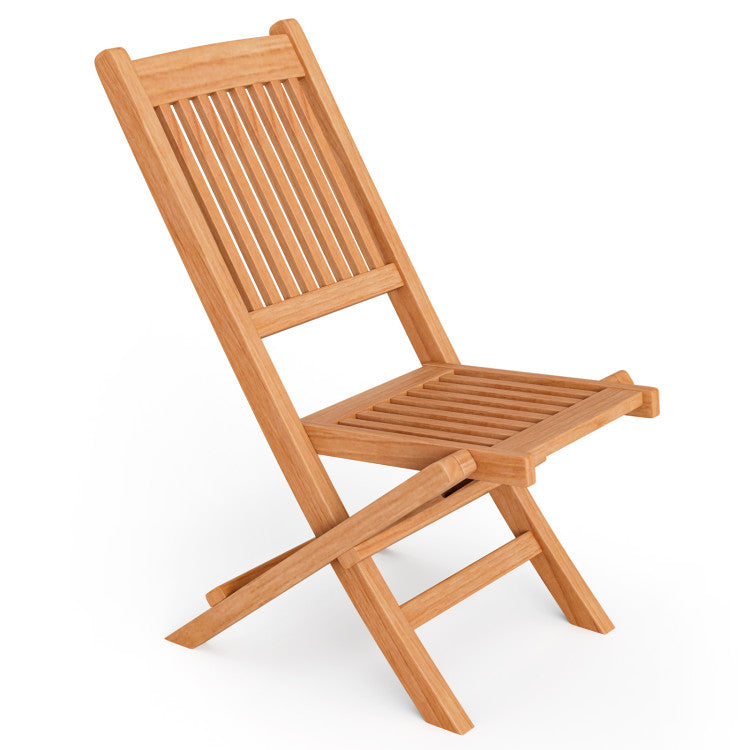 Indonesia Teak Wood Patio Folding Dining Chair with Slatted Seat for Camping Picnic