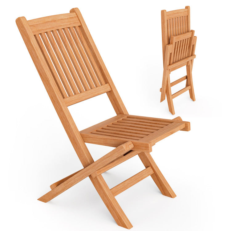 Indonesia Teak Wood Patio Folding Dining Chair with Slatted Seat for Camping Picnic