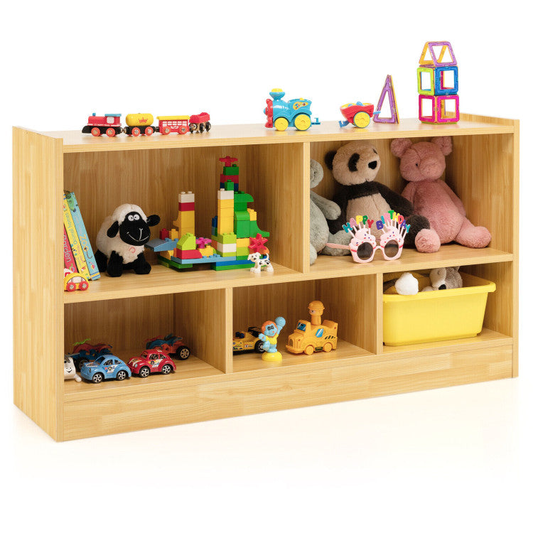 2-Shelf Bookcase 5-Cube Wood Kids Toy Storage Cabinet Organizer