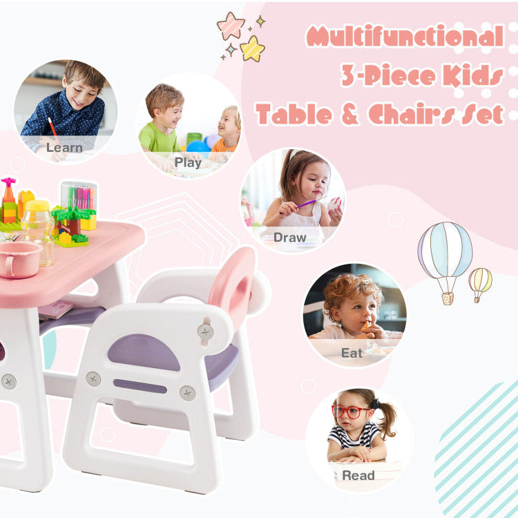 Kids Drawing Reading Table and Chair Set with Building Blocks for Playroom and Kindergarten