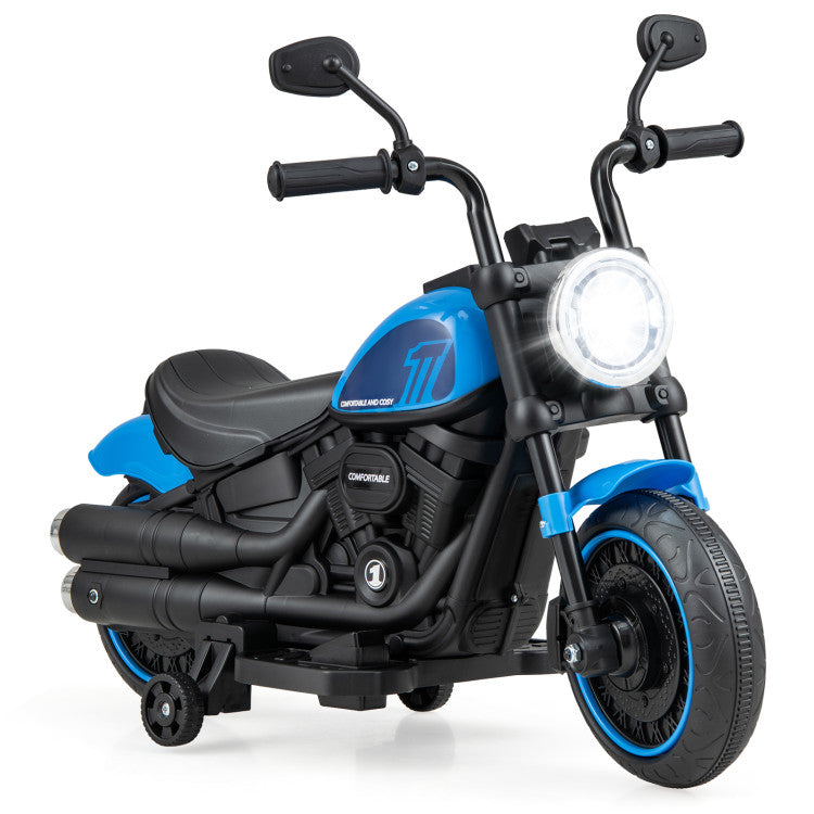 Kids Electric Ride On Motorcycle with Training Wheels and LED Headlights