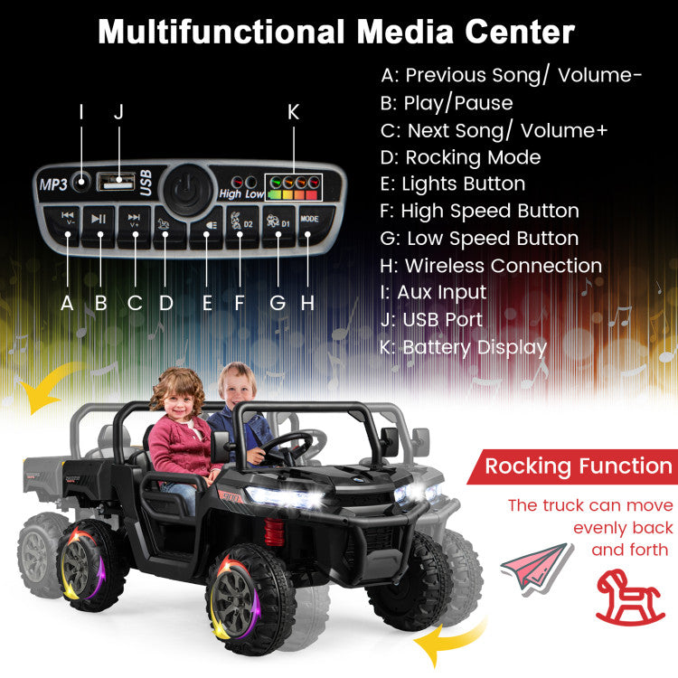 Kids Ride On Truck Car with Remote Control and 2 Seaters