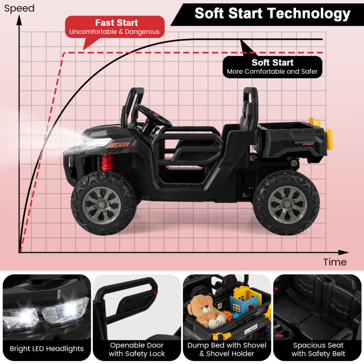 Kids Ride On Truck Car with Remote Control and 2 Seaters