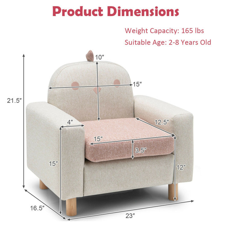 Kids Sofa with Armrest and Thick Cushion for Playrooms, Living rooms and Kindergarten