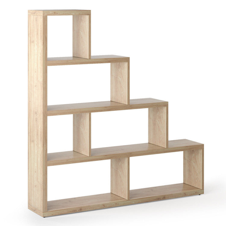 L Shaped  Versatile Freestanding Ladder Corner Bookshelf with 6 Cubes