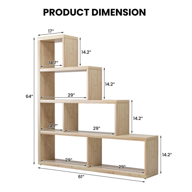 L Shaped  Versatile Freestanding Ladder Corner Bookshelf with 6 Cubes