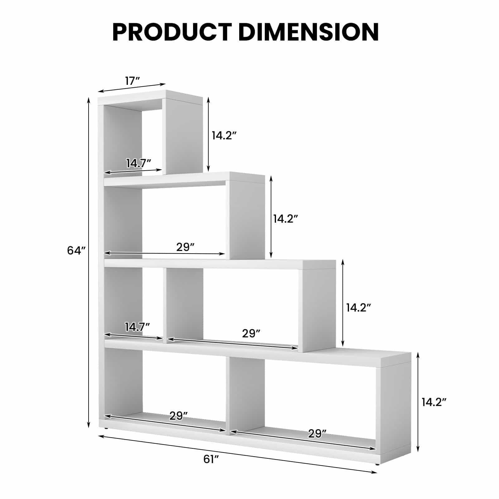 L Shaped  Versatile Freestanding Ladder Corner Bookshelf with 6 Cubes