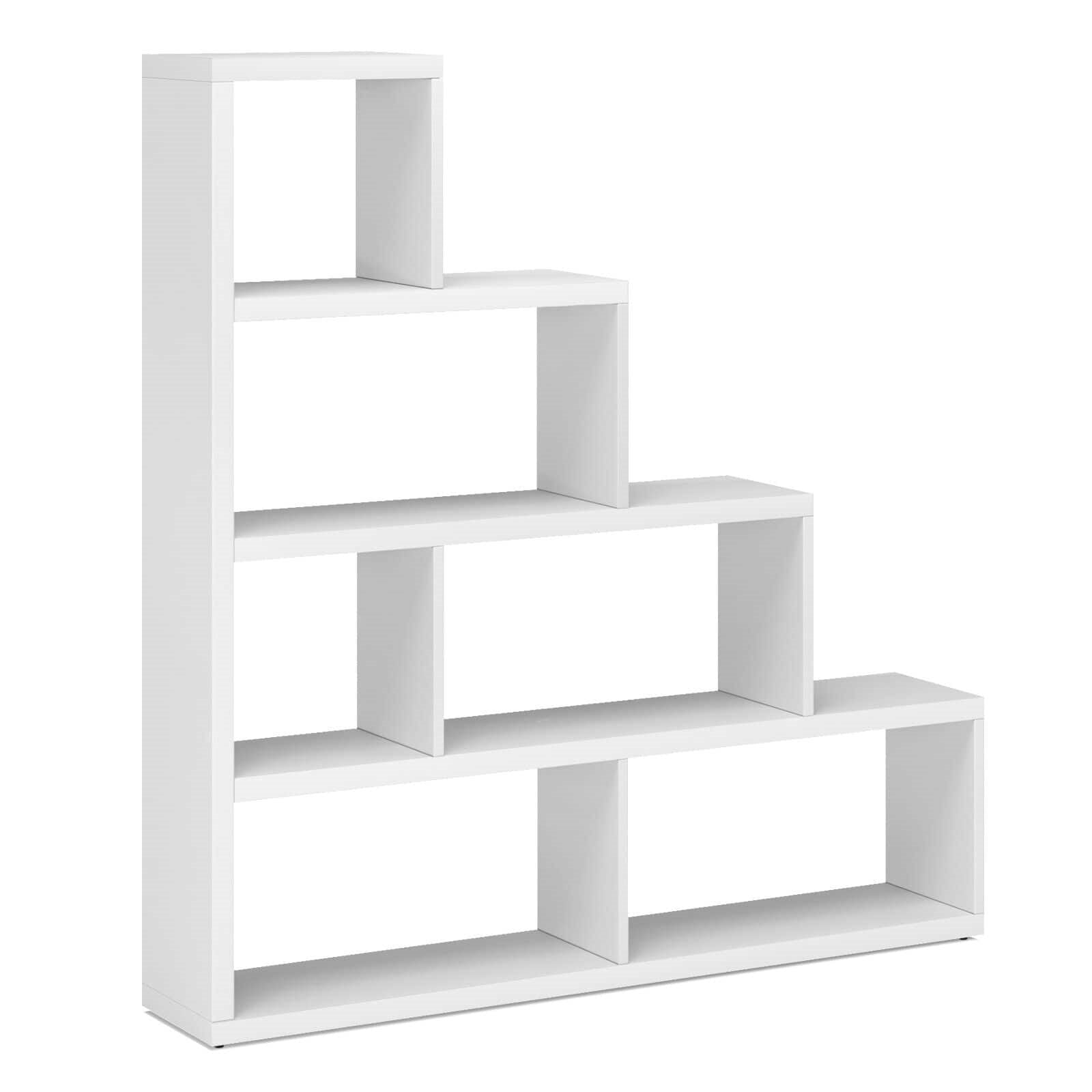 L Shaped  Versatile Freestanding Ladder Corner Bookshelf with 6 Cubes