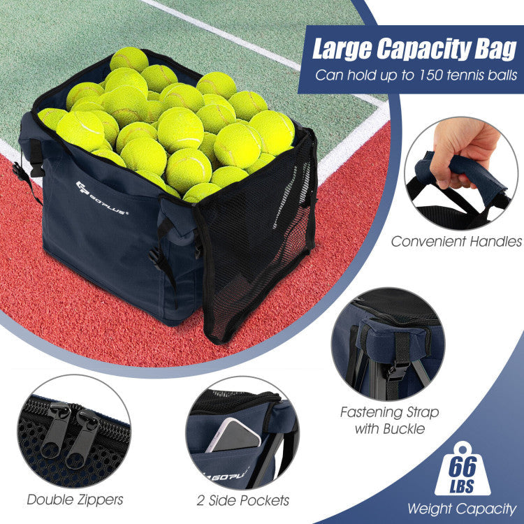 Lightweight Foldable Tennis Ball Teaching Cart with Wheels and Removable Bag
