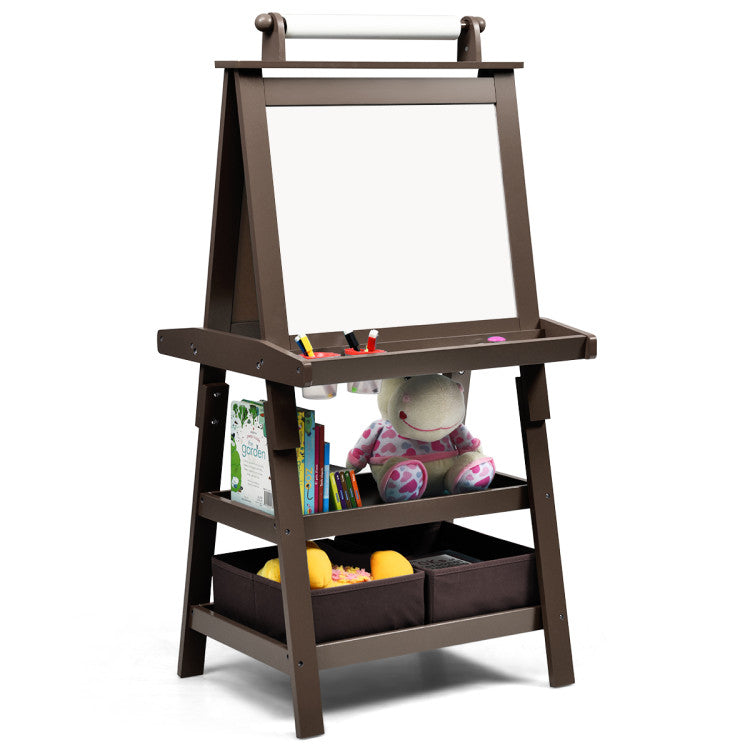 MDF Kids Art Easels with Storage Space and Chalk Board