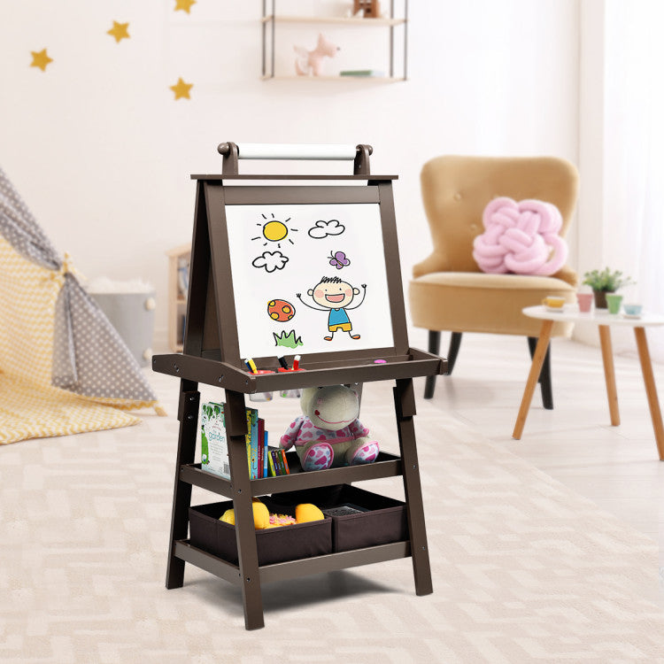 MDF Kids Art Easels with Storage Space and Chalk Board