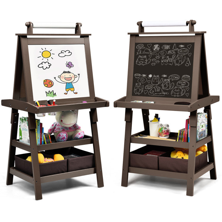 MDF Kids Art Easels with Storage Space and Chalk Board