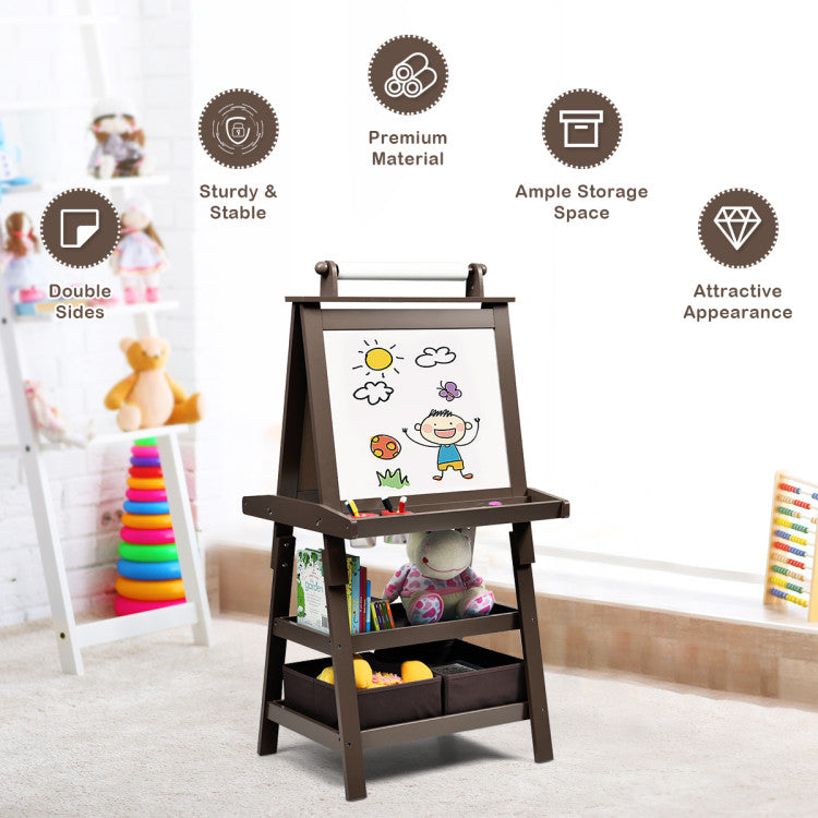 MDF Kids Art Easels with Storage Space and Chalk Board