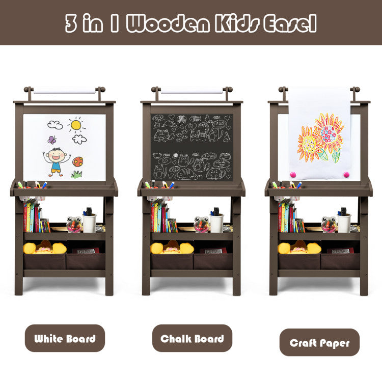 MDF Kids Art Easels with Storage Space and Chalk Board