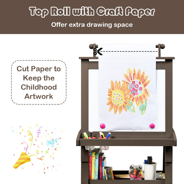 MDF Kids Art Easels with Storage Space and Chalk Board