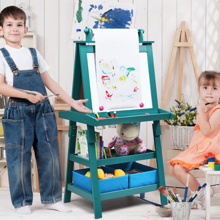 MDF Kids Art Easels with Storage Space and Chalk Board