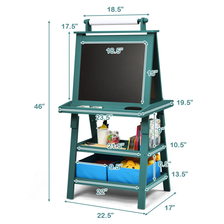 MDF Kids Art Easels with Storage Space and Chalk Board