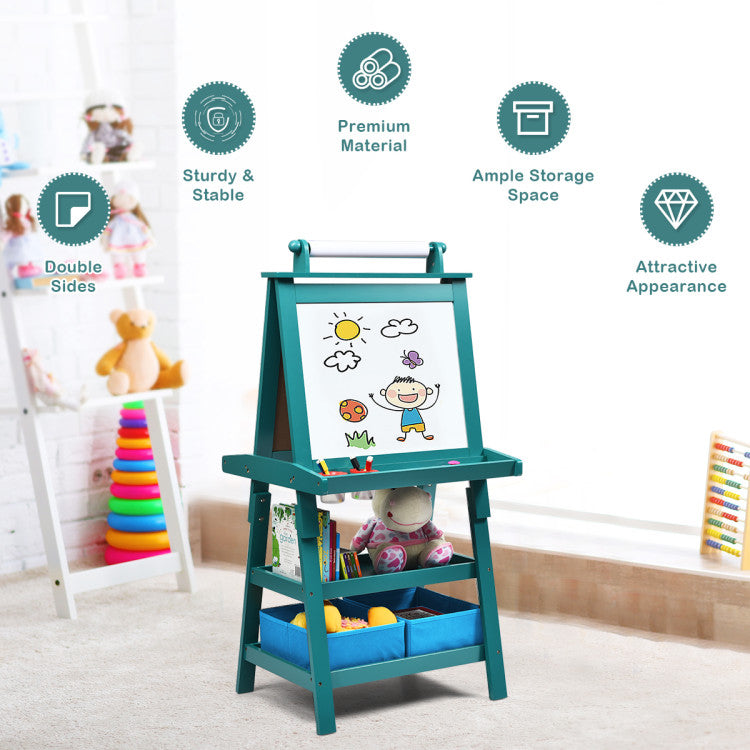 MDF Kids Art Easels with Storage Space and Chalk Board