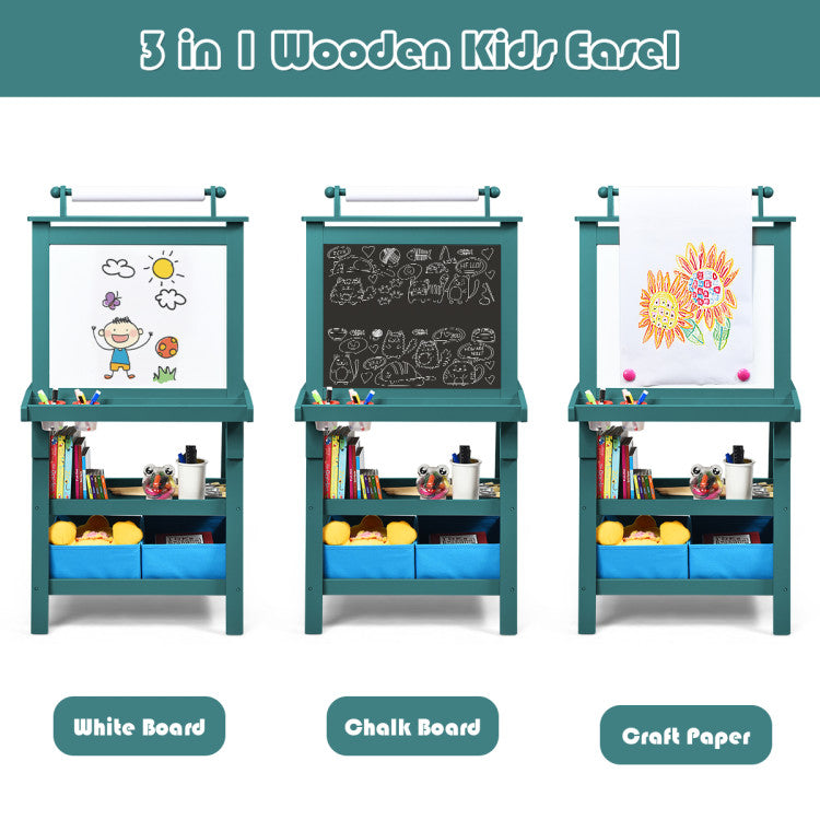 MDF Kids Art Easels with Storage Space and Chalk Board