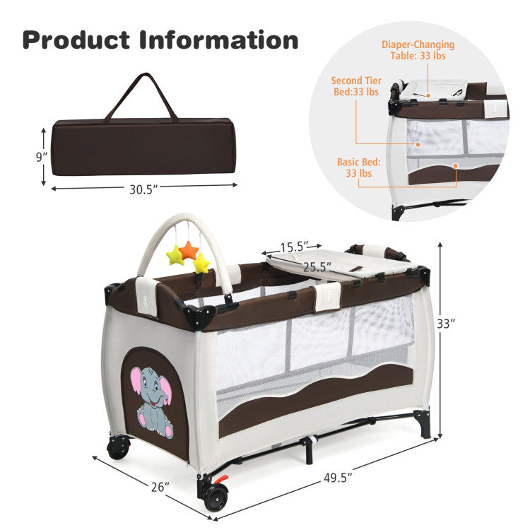 Nursery Center Playard Baby Crib Set Portable Nest Bed with Toys