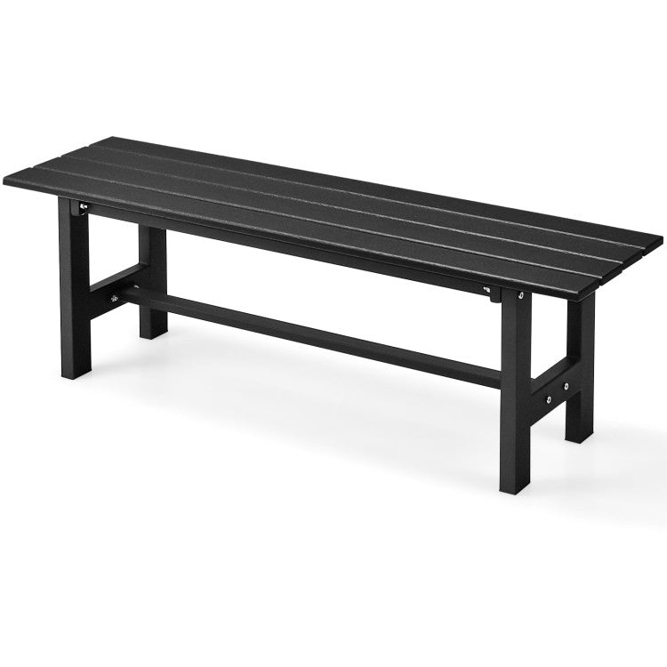 47" Outdoor Chair Patio Bench with Slatted Seat Plastic Coated Iron Frame