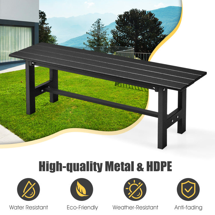 47" Outdoor Chair Patio Bench with Slatted Seat Plastic Coated Iron Frame