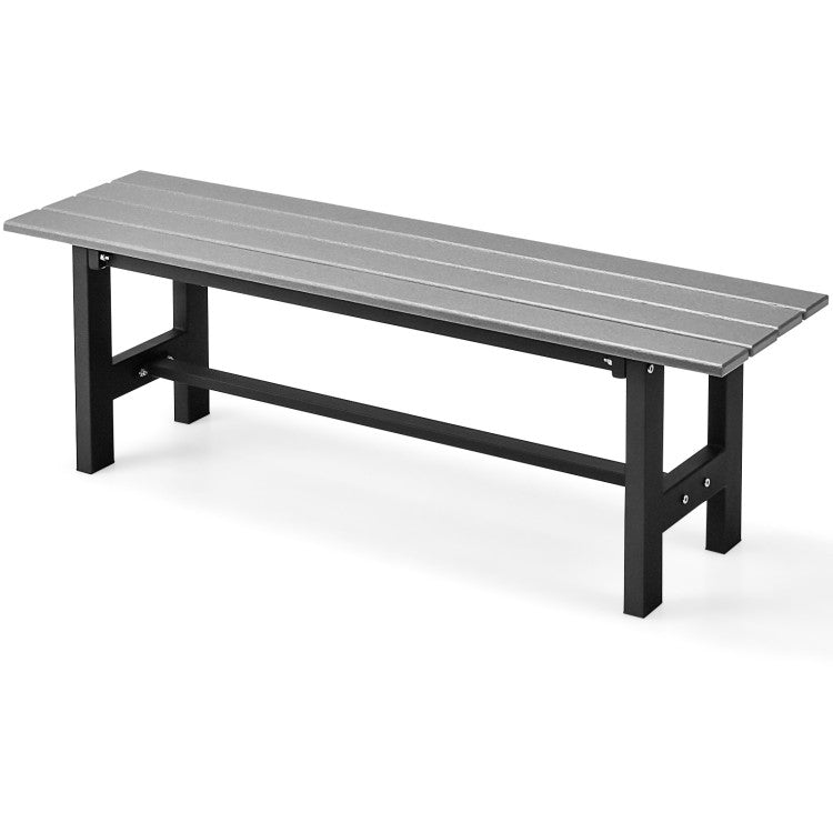 47" Outdoor Chair Patio Bench with Slatted Seat Plastic Coated Iron Frame