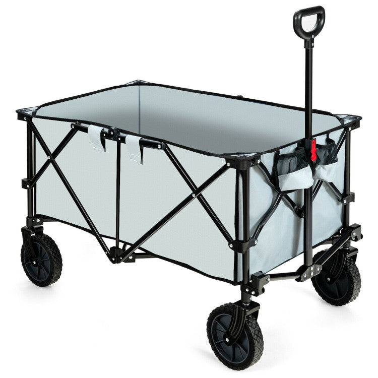 Outdoor Folding Wagon Cart with Adjustable Handle for Camping, Picnics, and Barbecues