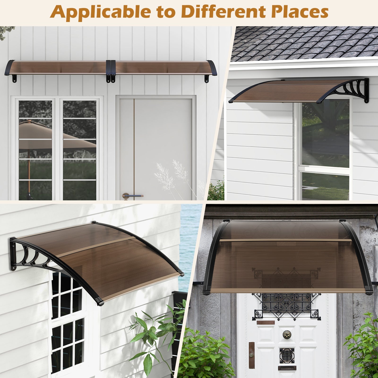 48 x 40 Inch Outdoor Front Door Window Awning Door Canopy Exterior