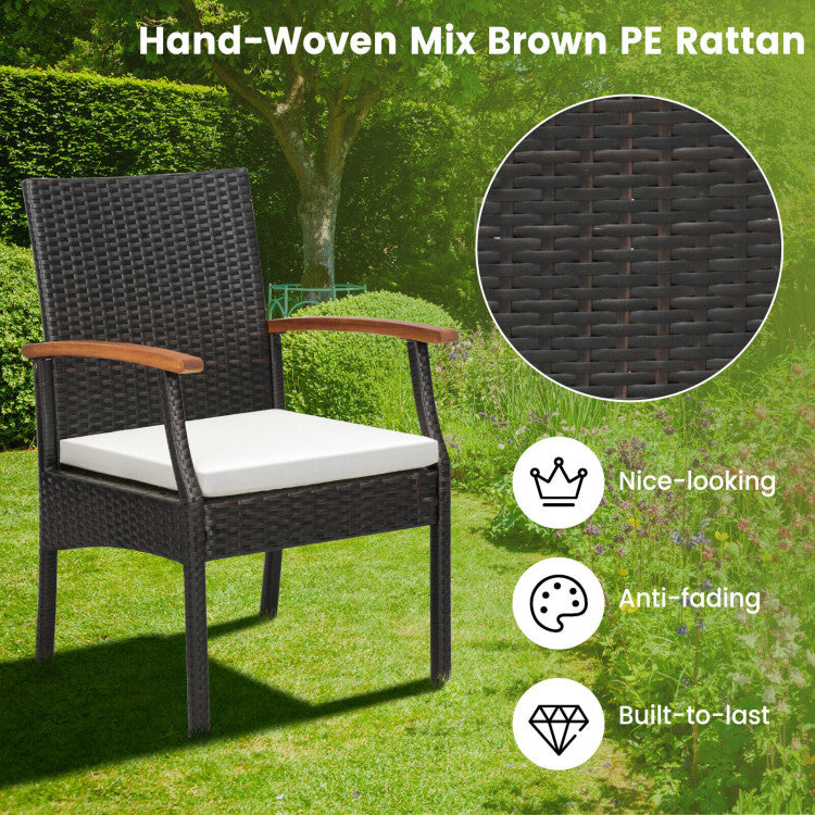 Set of 2/4 Outdoor Patio Dining Chair with Zippered Soft Cushion