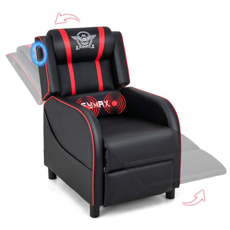 PU Leather Adjustable Massage Gaming Recliner Chair with Bluetooth Speakers