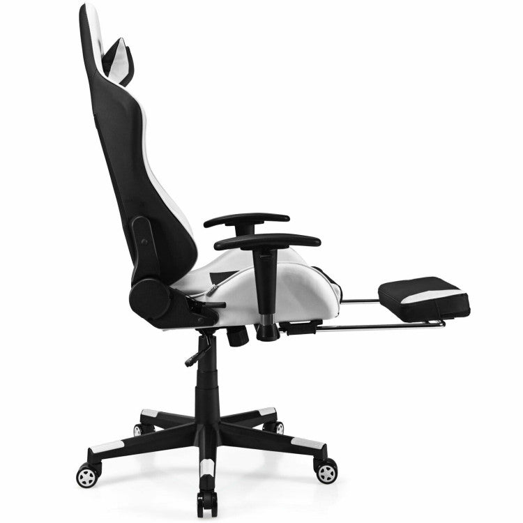 Adjustable Ergonomic Massage Gaming Chair with USB Massage Lumbar Pillow and Footrest