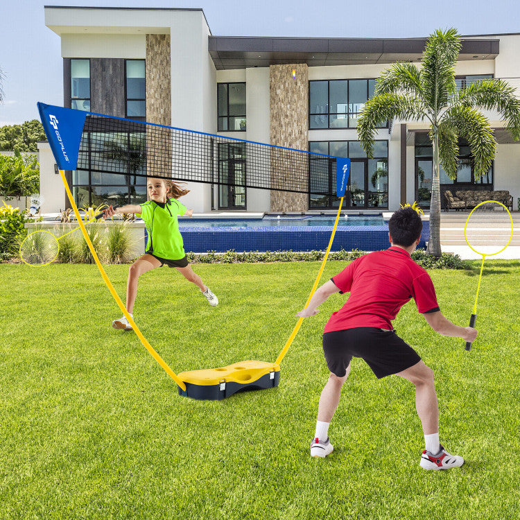 Portable Badminton and Net Set with Shuttlecocks and Storage Box