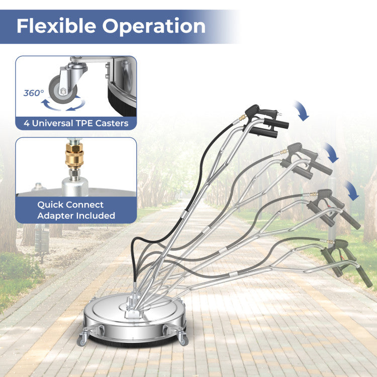 Pressure Washer Surface Cleaner Power Cleaner Attachment with Casters