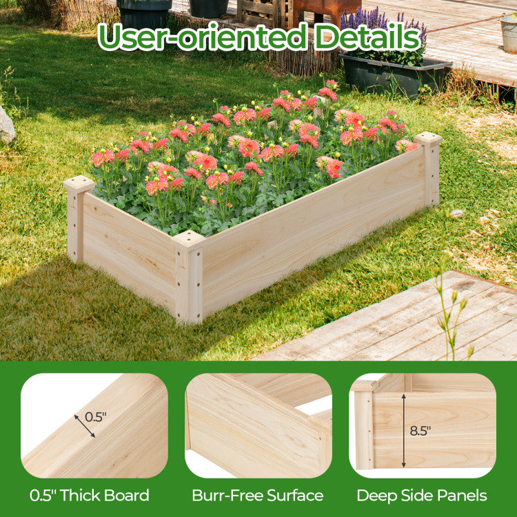 Raised Garden Bed Fir Wood Wooden Square Wood Planter Box for Garden