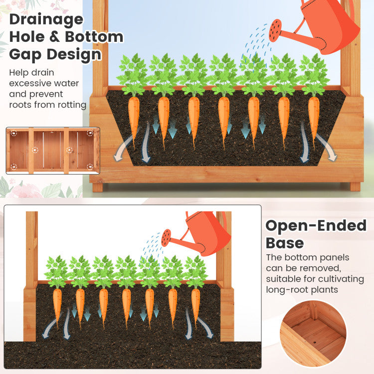 Raised Garden Bed with Arch Trellis for Indoor and Outdoor