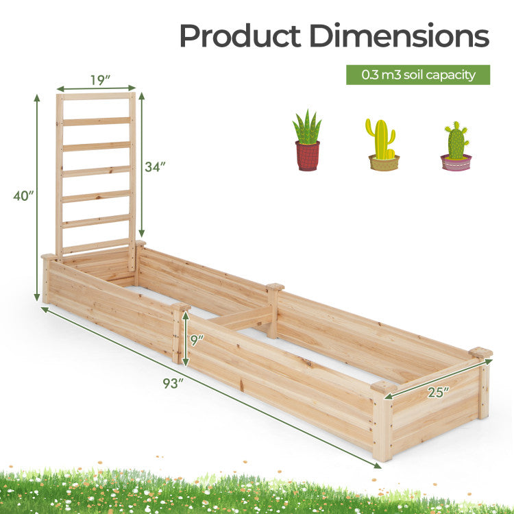 Raised Garden Bed with Planter Box and Trellis for Outdoor Patio