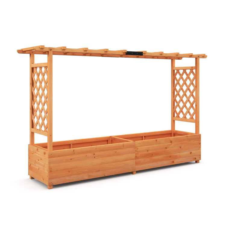 Raised Garden Bed with Side Trellis Hanging Roof and Planter Box