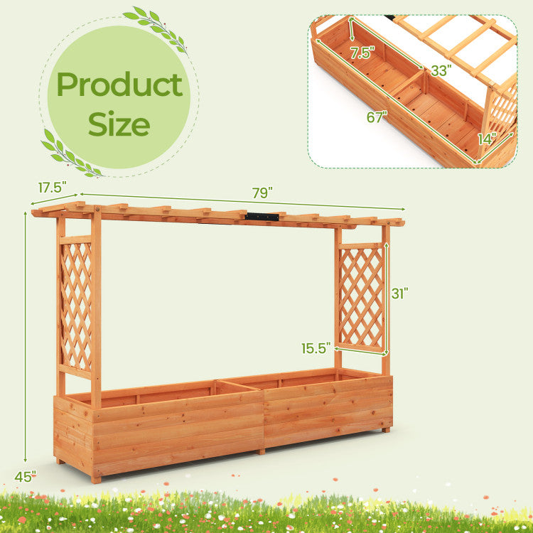 Raised Garden Bed with Side Trellis Hanging Roof and Planter Box