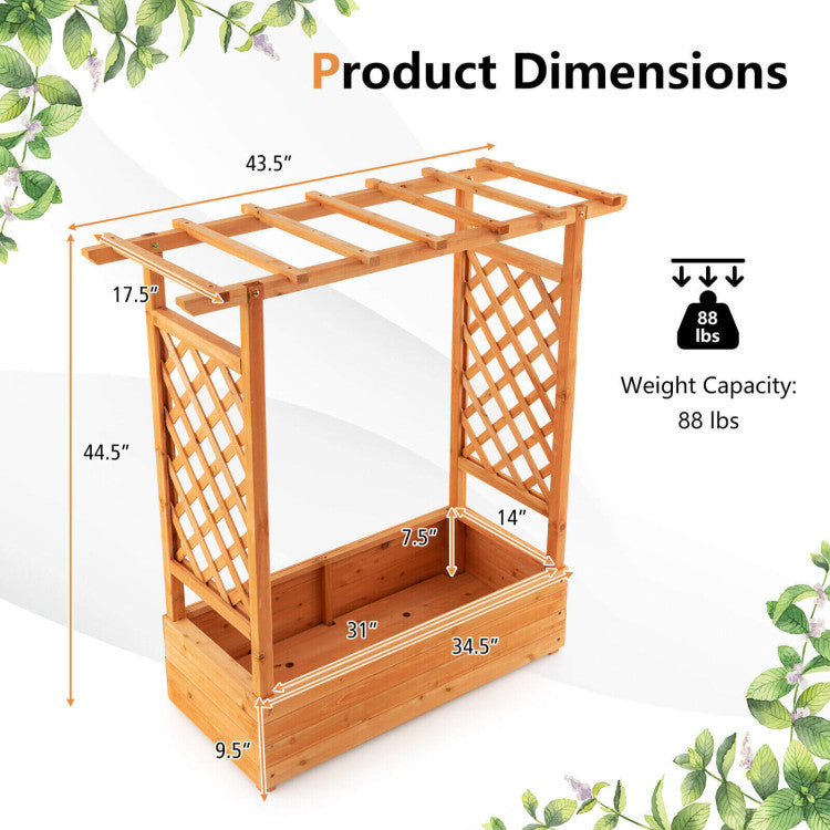 Raised Garden Bed with Trellis for Climbing Plants and Pot Hanging